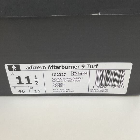 Adidas Adizero Afterburner 9 Baseball Turf Shoes Mens Sz 11.5 Core Black IG2327 - Picture 2 of 15